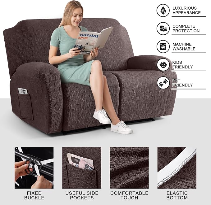 Timeles Recliner Covers Extra Wide Recliner Loveseat Covers Oversized Reclining - Image 3