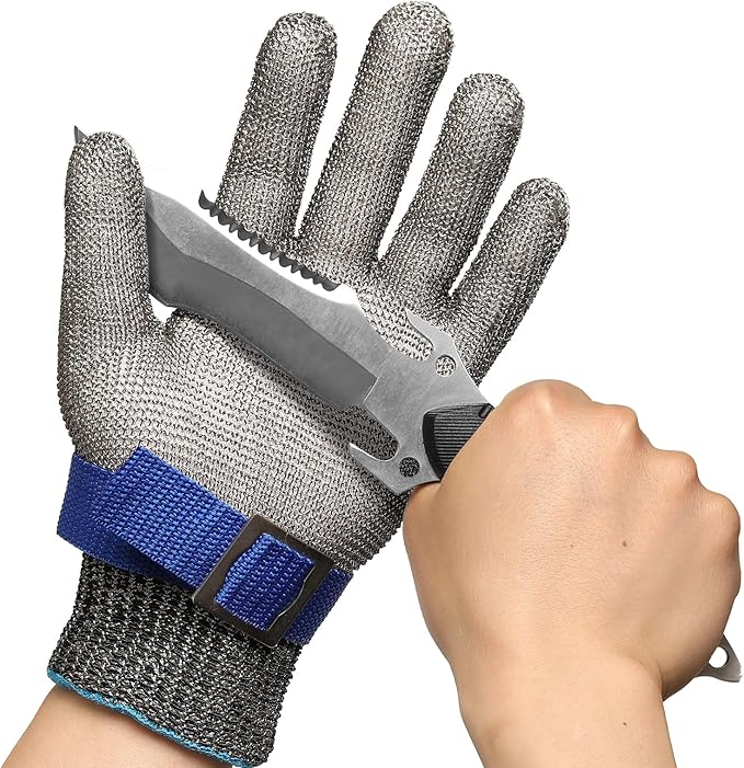 Schwer SlicePro ANSI A9 Cut Resistant Glove PR1706, Stainless Steel Mesh Metal Glove, Food Grade for Kitchen Cooking, Butcher Meat Cutting, Oyster Shucking, Mandoline, Non-PFAS (S, 1 PCS)