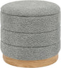 Round Storage Ottoman with Reversible Tray Lid, Folding Chenille Fabric by ZOLANOful