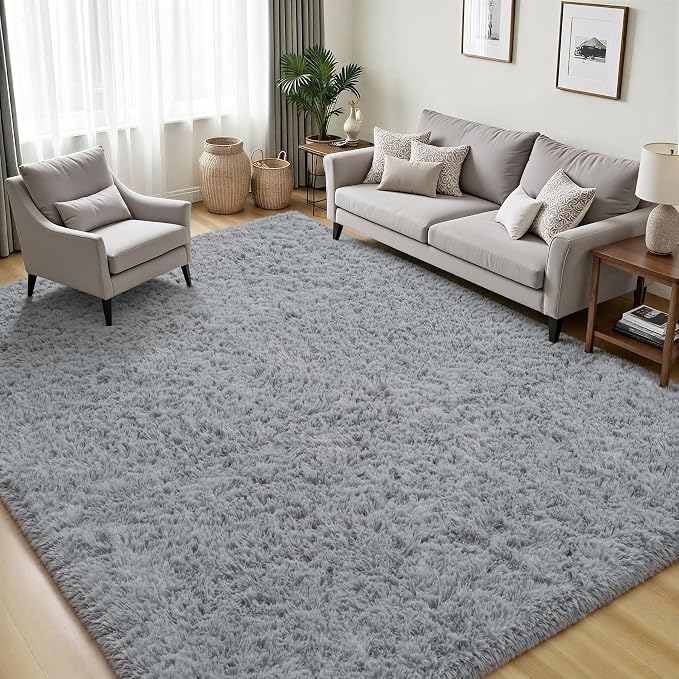 PLHXFR 4x6 Area Rugs Living Room: Fluffy Bedroom Rug Shag Carpet Grey | Upgrade - Image 3