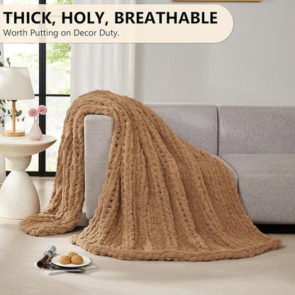 L'AGRATY Chunky Knit Throw Blanket - Image 6