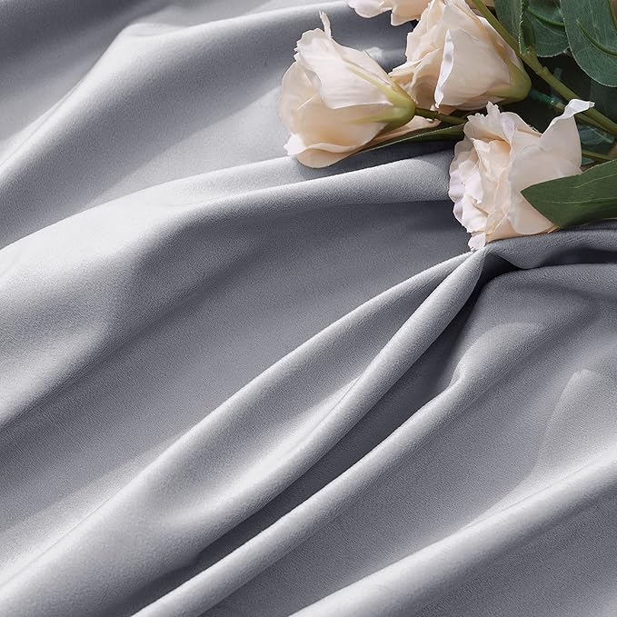 MIULEE Greyish White Velvet Blackout Curtains 52x90 inches 2 Panels | Luxury - Image 4