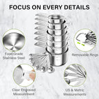 Vakoo 13-Piece Stainless Steel Measuring Cups and Spoons Set - Stackable & Nesting, U.S./Metric Dual Markings, Dishwasher Safe, Kitchen Gadgets for Baking & Cooking