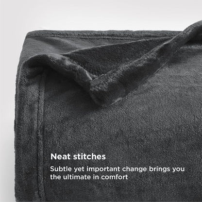 Bedsure GentleSoft Fleece Blankets King Size Dark Grey - Image 5