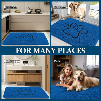 OLANLY Dog Door Mat for Muddy Paws 35x16, Paw Print Design Chenille Mud Mat | - Image 8