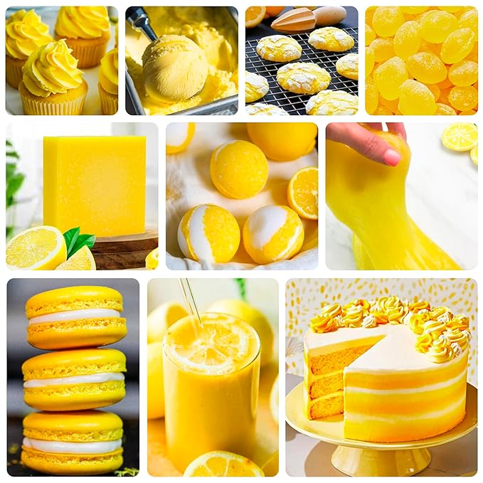 Food Coloring - Vibrant Liquid Icing Food Coloring Set for Baking, Cake Decorating, Easter Egg, Airbrush - Tasteless Food Color Dye for Fondant, Slime, DIY Crafts - 5.5 Fl.oz / 160ml Each (Lemon)