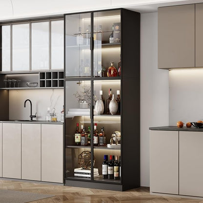 Mekminop Display Cabinet with Glass Doors and Storage Shelve, Modern Display by Mekminop