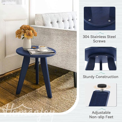 HDPS Outdoor Side Table, Small Round Side Table Weather-Resistant, Outdoor Side - Image 5