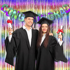 BRAVESHINE Fringe Backdrop Tinsel Foil Curtains - 2 Pack Colorful Metallic Streamers Backdrops for Doorway Decor/80's/90's/Dance/Graduates/Rainbows-Theme/Candylands/Kids Birthdays Party Decorations