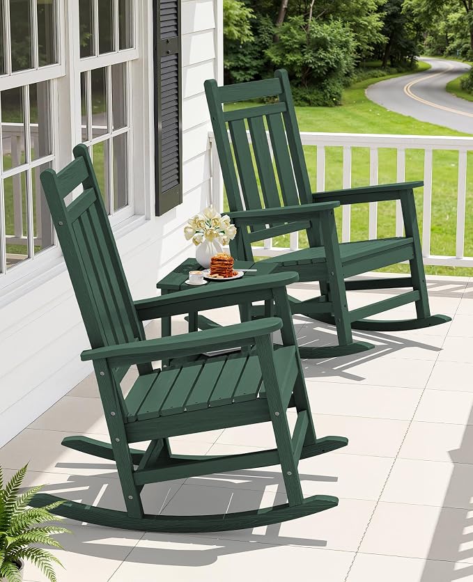 KINGYES Oversized Outdoor Rocking Chair, All-Weather Patio Rocking Chairs - Image 2