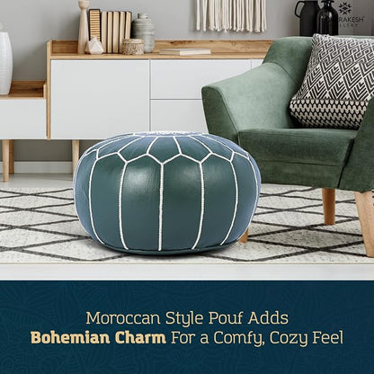 Marrakesh Gallery Genuine Leather Round Pouf Unstuffed - Image 3