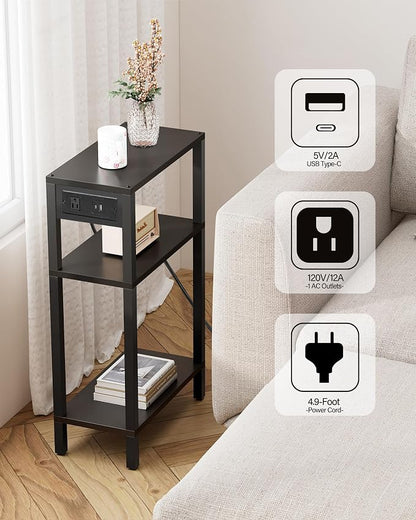TUTOTAK Narrow Side Table with Charging Station, Small End Table with USB Ports - Image 7