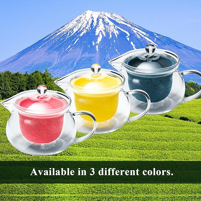Heatproof Glass Teapot 13.5 fl (400 ml) with Removable Ceramic Infuser strainer Ha-Pot Made in Japan (Green)