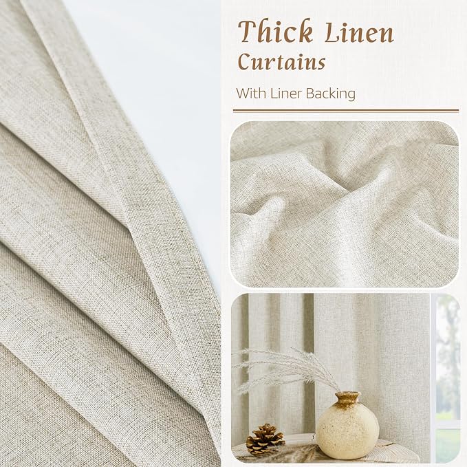 Natural 100% Blackout Linen Curtains 63 Inches - Image 8