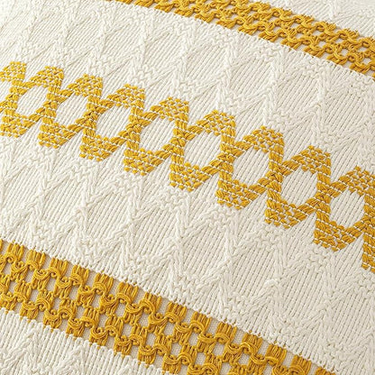 MIULEE Set of 2 Mustard Yellow Boho Decorative Pillow Covers 16x16 Inch | Fall - Image 4