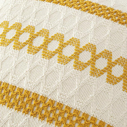 MIULEE Set of 2 Mustard Yellow Boho Decorative Pillow Covers 20x20 Inch | Fall - Image 4