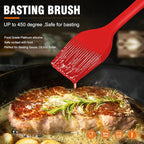 Walfos Silicone Basting Pastry Brush, Heat Resistant Pastry Brush Set, Strong Steel Core and One-Pieces Design, Perfect for BBQ Grill Baking Kitchen Cooking, BPA Free and Dishwasher safe, 2 Pcs (red)