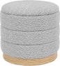 Round Storage Ottoman with Reversible Tray Lid, Folding Chenille Fabric by ZOLANOful