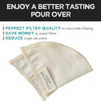 (2-Pack) Reusable Organic Cotton Pour Over Cone Filters for Hario V60, Chemex, Kalita and Origami Style Filters — Pourover Coffee Filter Maker Cup Ceramic, Glass, Plastic Dripper (Size 02, 2-4 Cups)