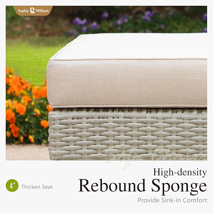 Sophia & William Patio Furniture Set, 5-Piece Wicker Patio Conversation Set - Image 5