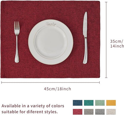 BALCONY & FALCON Placemats Set of 4 Faux Linen Cloth Place Mats Washable - Image 5
