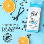 Stella Blue Whole Bean Coffee, Positive Vibes Blend, Light Roast, Vanilla and Fruity Notes, 100% Arabica, Ethically Sourced from Central and South America, 12 oz bag