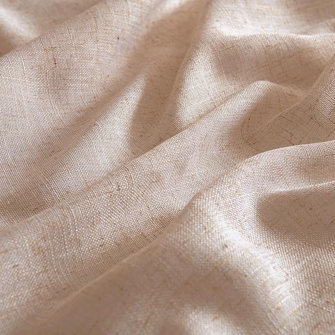 MIULEE Natural Beige Linen Curtains 52x63 Inch Long - Image 4