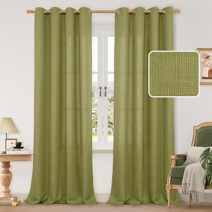 102 Inch Natural Faux Linen Curtains by LAMIT