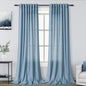 Blue Linen Curtains for Living Room 2 Panels Set Extra Long Back Tab Light by Nanspring