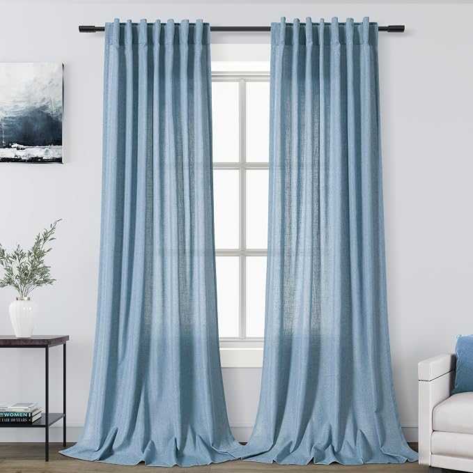 Blue Curtains 144 Inches Long 2 Panels by Nanspring
