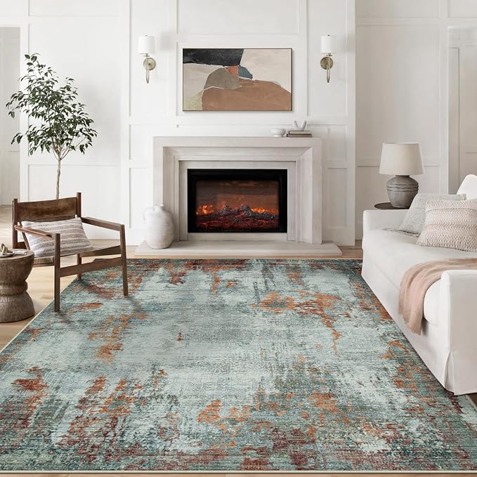8x10 Area Rugs for Living Room Bedroom Dining Room Washable Red Brown | Soft by Aelenmu