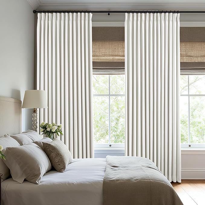 Pinch Pleated Linen Curtains 100% Blackout 102 Inches Long - Image 4