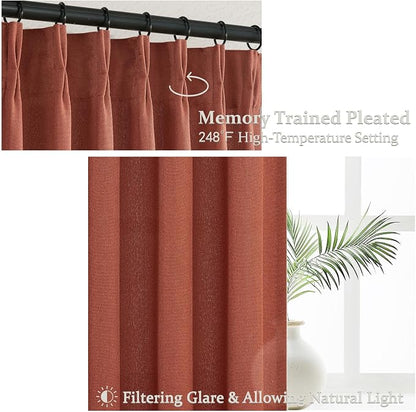 PleatedDrapes Decorative Burnt Orange Sheer Curtains 96 Inches Long - Image 3