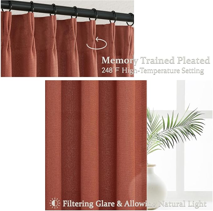 Extra Long Burnt Orange Sheer Fall Curtains & Drapes 108 Inches Long 2 Panels - Image 3