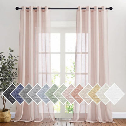 NICETOWN Linen Textured Semi Sheer Bedroom Curtains, Grommet Top Flew to Floor by NICETOWN