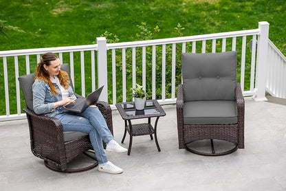 ALAULM Outdoor Swivel Rocking Chairs Set of 2 - Image 2