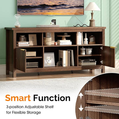 VINGLI 58" Fluted TV Stand for TVs up to 70", Modern TV Stand - Image 5