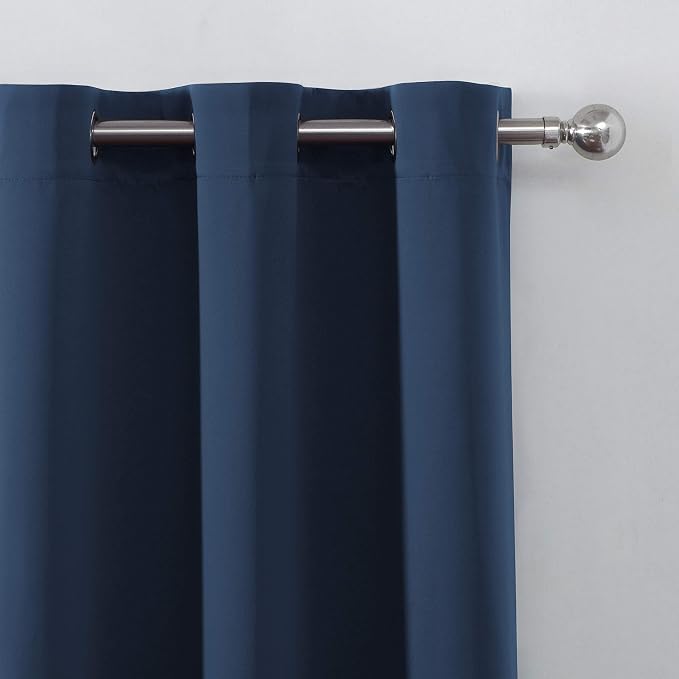 Blackout Curtains 52 x 63 inch/Navy Blue Curtains Set of 2 Panels/Thermal - Image 7