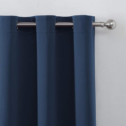 Navy Blackout Curtains 66 x 63 Inch Length/Set of 2 Curtain Panels/Thermal - Image 6