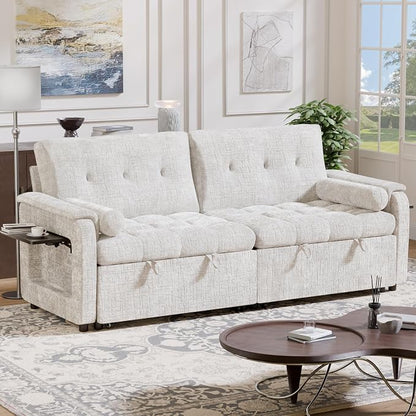 Convertible Sleeper Sofa Bed, 86 Inch Chenille Pull Out Couch - Image 8