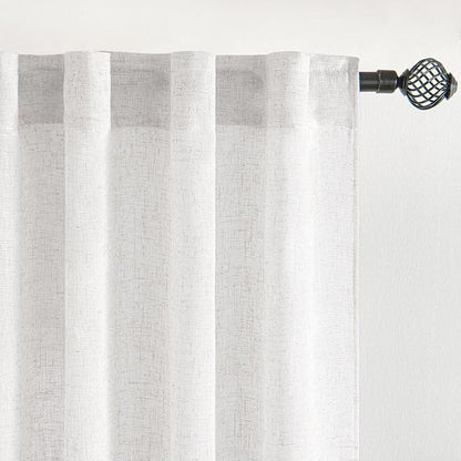 MIULEE Bleached Linen Kitchen Curtain 36 Inch Length 2 Panels Farmhouse | - Image 4
