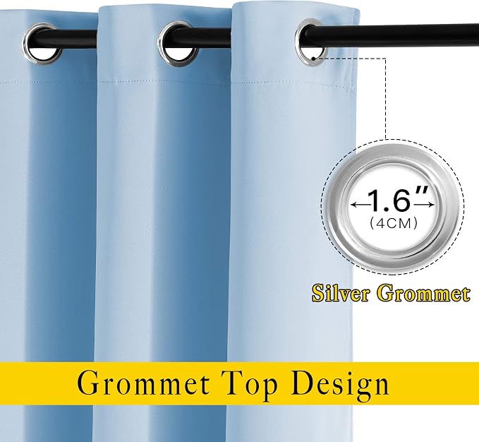 NICETOWN Sky Blue Blackout Curtains - Image 2