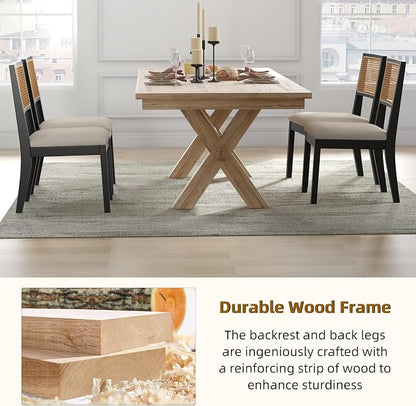 Westice Rattan Dining Chairs Set of 4, Farmhouse Natural Dining Room Chairs - Image 6