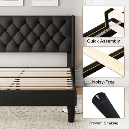 Einhomn Black Queen Size Platform Bed Frame - Image 6