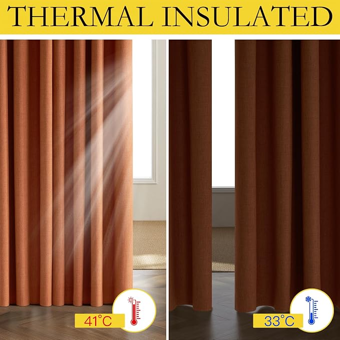 NICETOWN 100% Absolutely Blackout Linen Curtains - Image 4