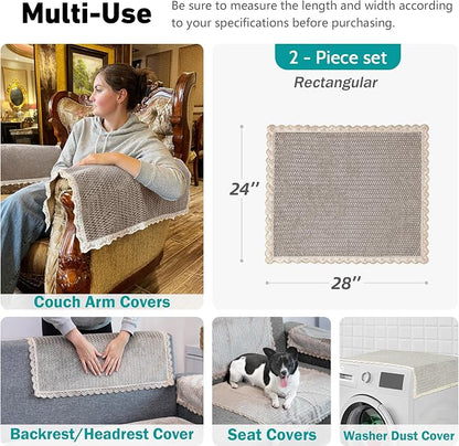 Couch Arm Covers, Couch Covers, Non-Slip Lace Armrest Covers, Headrest/Backrest - Image 3