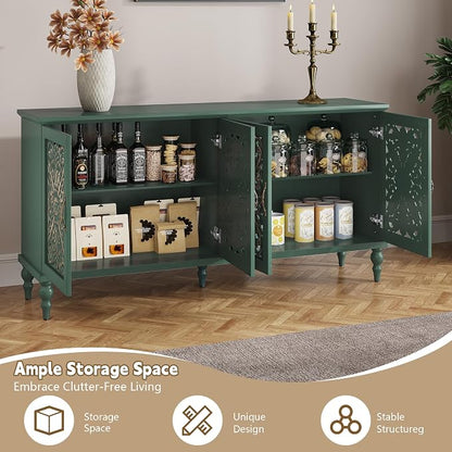 ARTPOWER 61.8" Hollow Carved Wood Accent Cabinet - Image 3