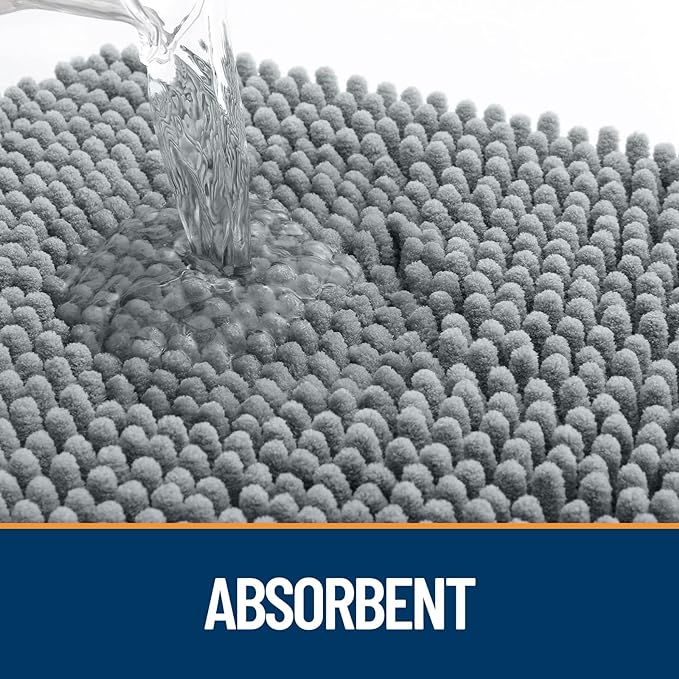 OLANLY Dog Door Mat for Muddy Paws 54x24, Paw Print Design Chenille Mud Mat | - Image 3