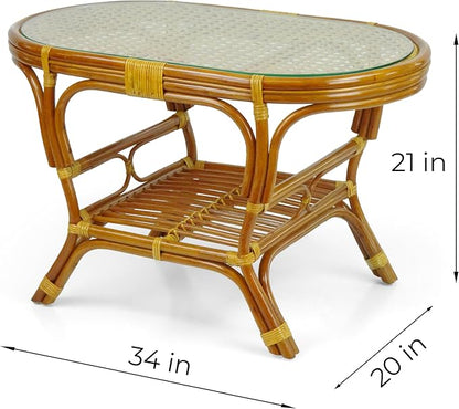 Malibu Lounge Set of 4: 2 Natural Rattan Wicker Chairs, Three-Seater Sofa and - Image 5