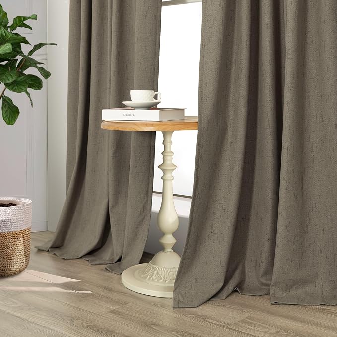 Brown Extra Long Blackout Curtains 108 Inch Long 9ft Back Tab Pocket Light - Image 7